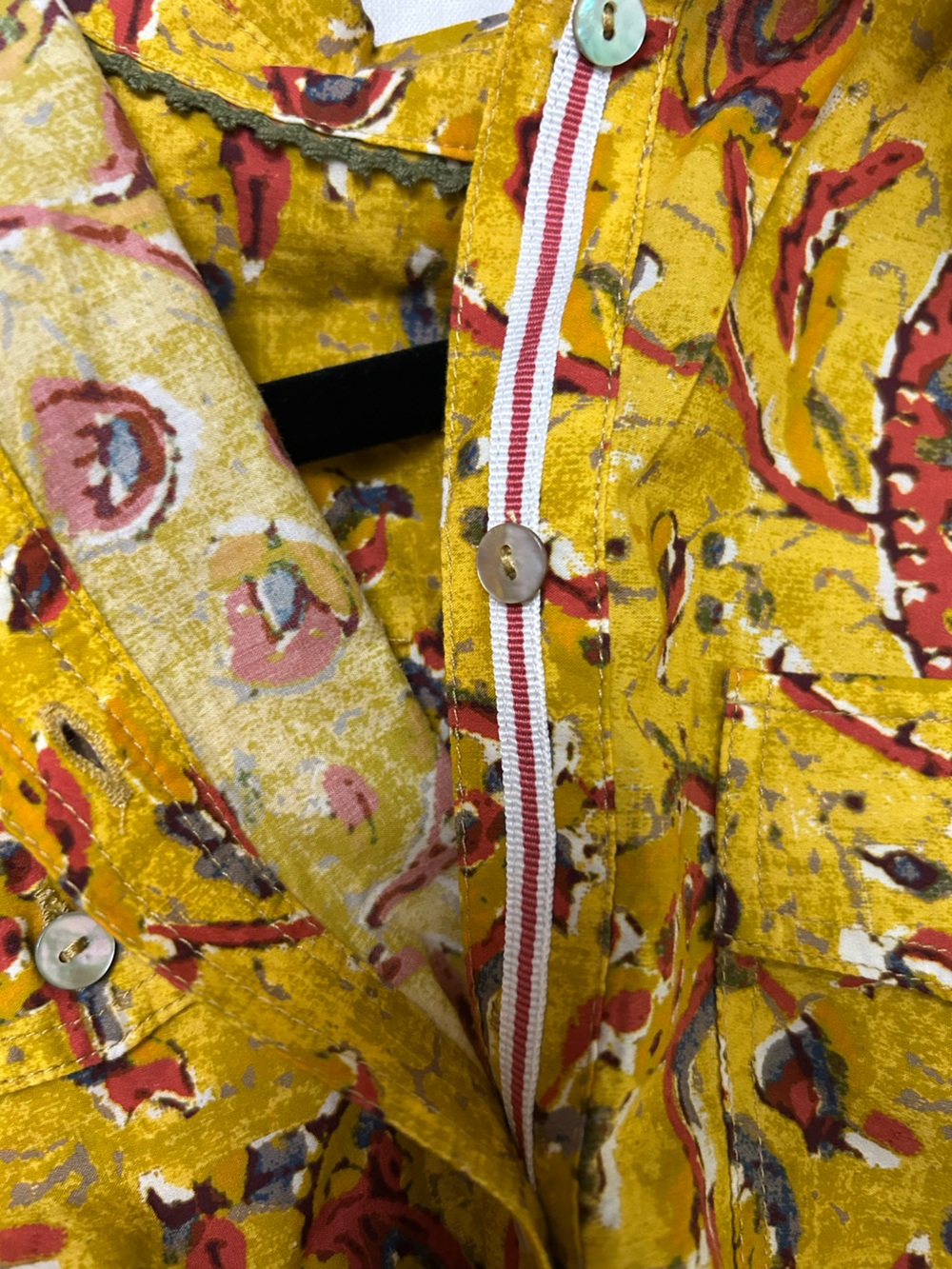 Sundance Mustard Paisley Button-Front Cotton Blouse XXL - Picture 7 of 9